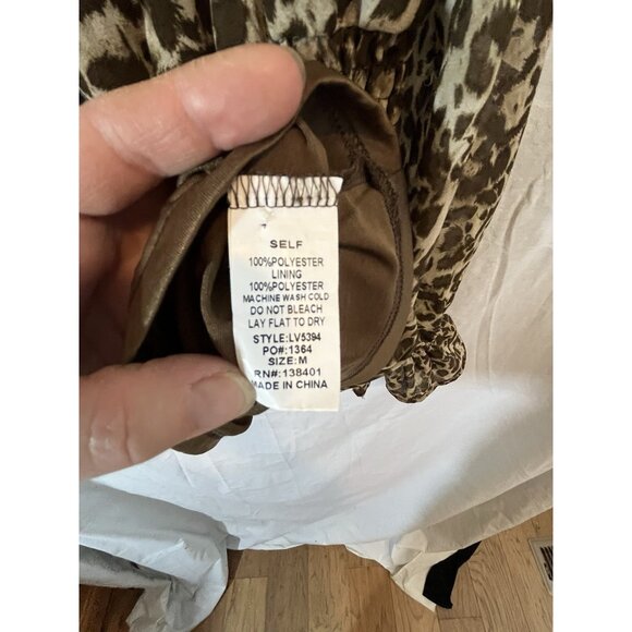 L Love Women's Medium Long Sleeved Leopard Print Sheer Blouse - Picture 3 of 10